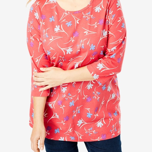 Three-Quarter Sleeve Plus Size T-Shirt - Picture 2 of 3